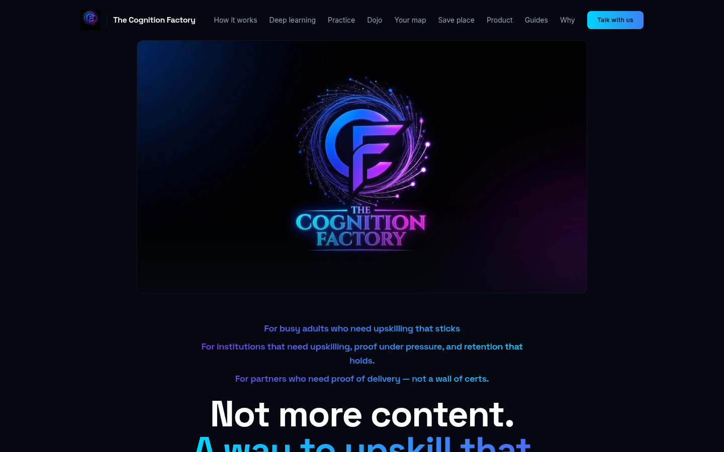 The Cognition Factory — desktop homepage